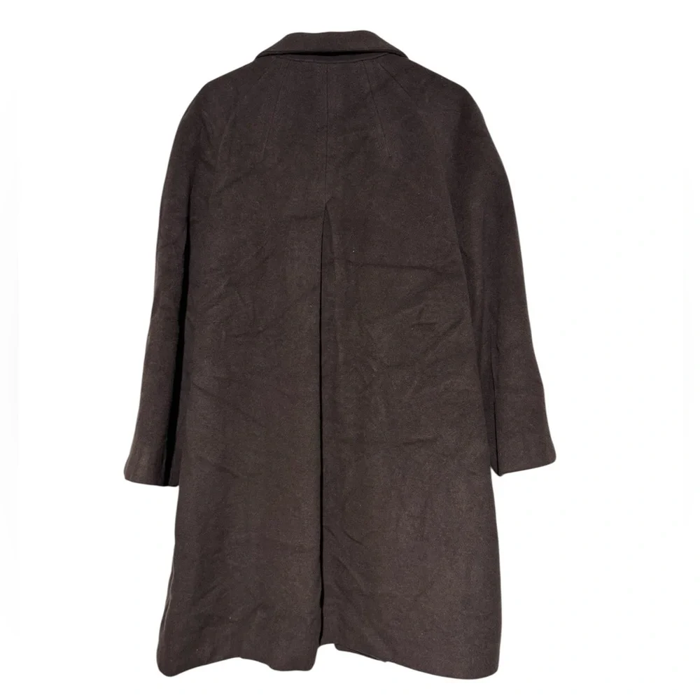 J Jill Chocolate Brown Wool Blend Trench Coat Women Size L Winter Old‎ Money